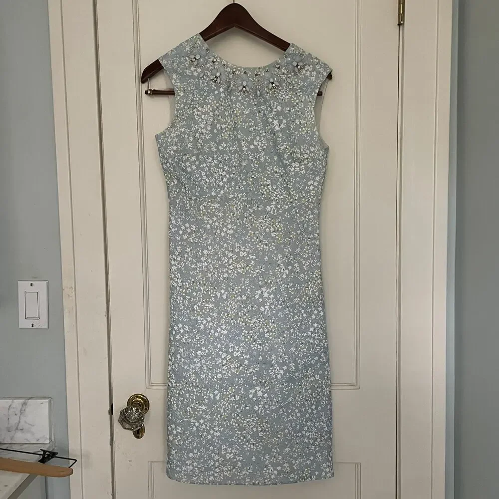 Tory Burch Beaded Dress Size 4 Side Zip, fully lined. Open back